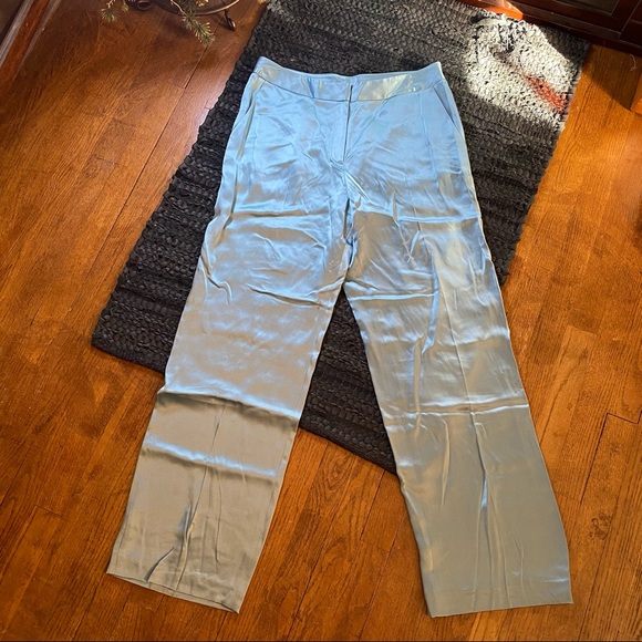vintage silk baby blue pastel high waist trousers with pockets waist 32 x 32 - Picture 5 of 16